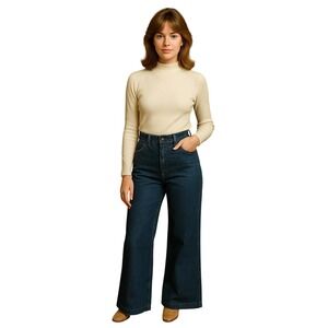 Maverick Womens Jeans Vintage 70's  Red Stitch Wide Leg  USA Made Size 14 Retro